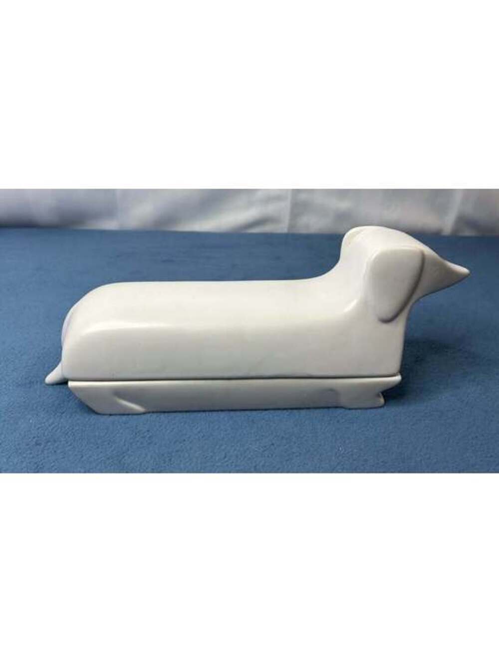 Signals White Ceramic Dachshund Wiener Dog Butter Dish